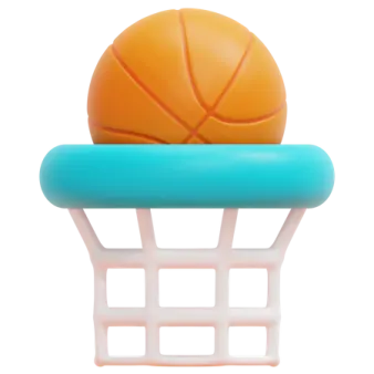 a basketball ball sitting on top of a basket