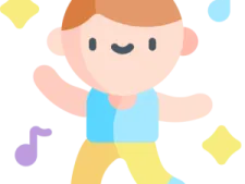 a boy with a blue shirt and yellow pants
