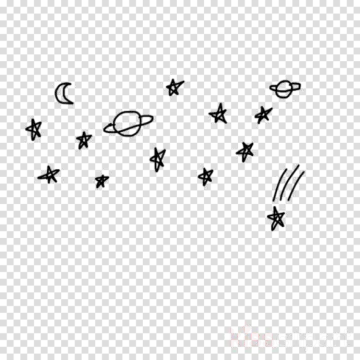 a black and white drawing of stars on a transparent background