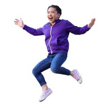 a young girl jumping in the air