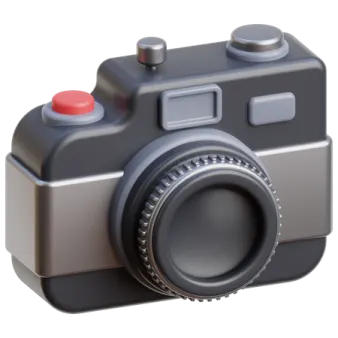 a camera with a red button on it
