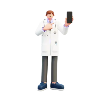 a doctor holding a cell phone in his hand