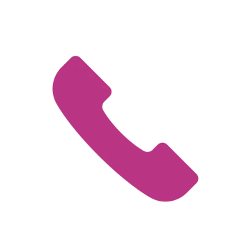 a pink phone icon on a white background