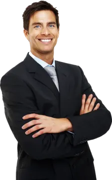 a man in a suit with his arms crossed