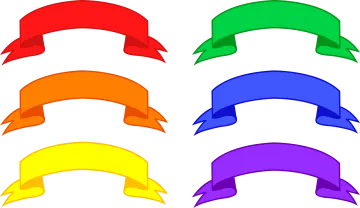 a set of six different colored ribbons