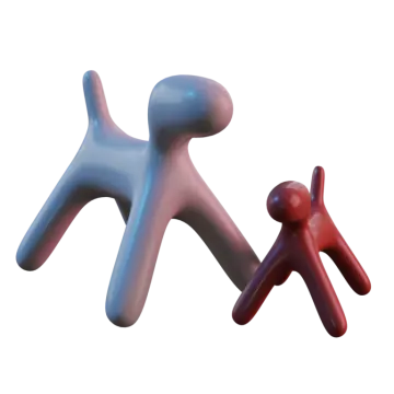 two different colored figures on a white background