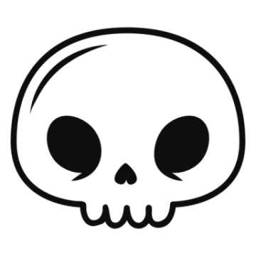 a black and white skull icon