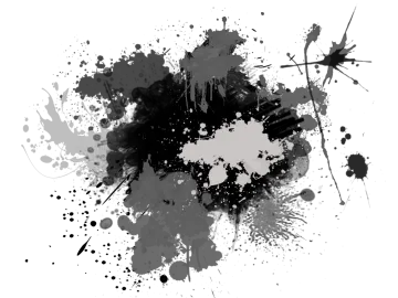 a black and white paint spied on a white background