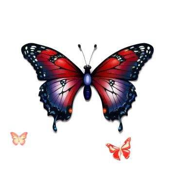 a butterfly with red and blue wings