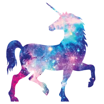 a silhouette of a unicorn with galaxy in the background