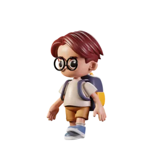 a little boy with glasses and a backpack