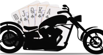 a motorcycle with playing cards on it