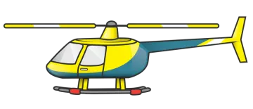 a yellow helicopter on a white background