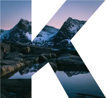 the letter k is reflected in the water