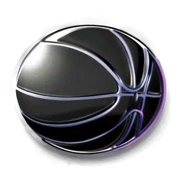 a black and purple ball on a white background