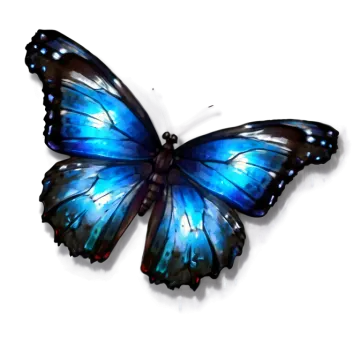 a blue butterfly on a white background
