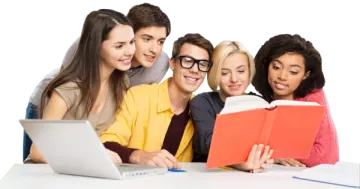 a group of young people looking at a laptop