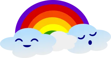 a rainbow in the sky with clouds