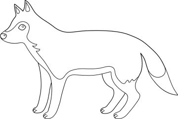 a black and white drawing of a fox
