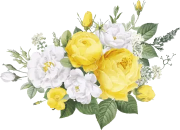 a bouquet of yellow and white flowers