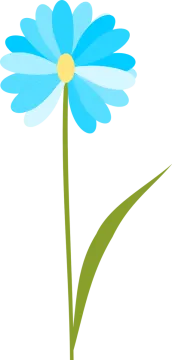 a blue flower with green stems