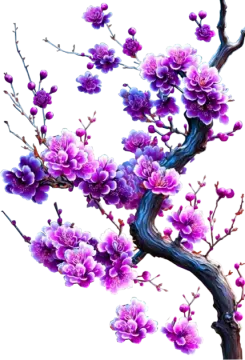 a painting of purple flowers on a white background