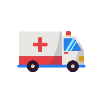 an ambulance truck with a red cross on the side