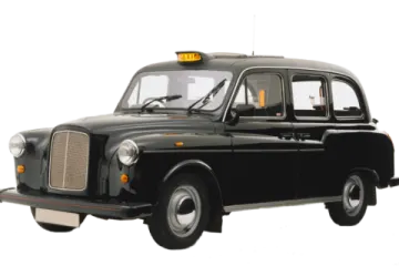 a black taxi car on a white background