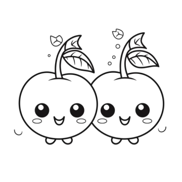 two apples with faces drawn in black and white