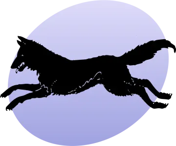 a black and white silhouette of a dog