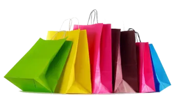a pile of colorful shopping bags