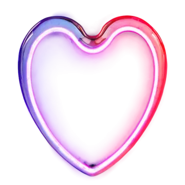 a heart shaped neon sign on a white background