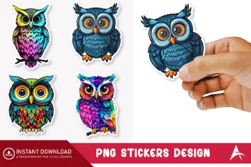 colorful owl stickers