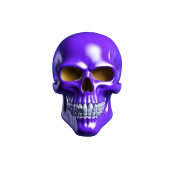 a purple skull on a white background