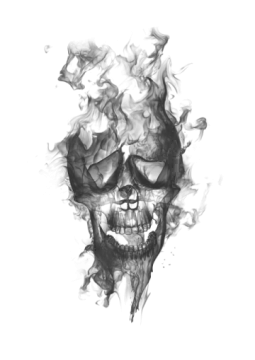 a skull with smoke coming out of it