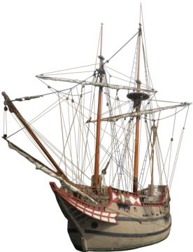 a wooden model of a sailing ship