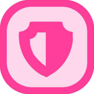 a pink shield icon on a white background