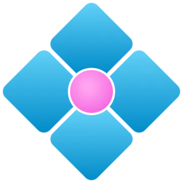 a blue flower with a pink center