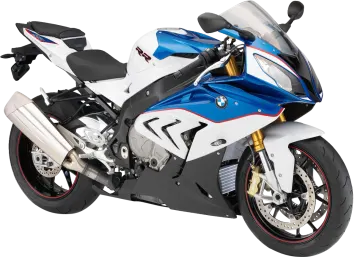 a white and blue motorcycle with red rims