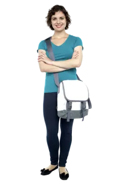 a woman standing with her arms crossed
