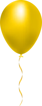a yellow balloon with a ribbon on it