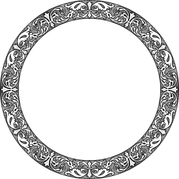 a circular frame with black and white patterns