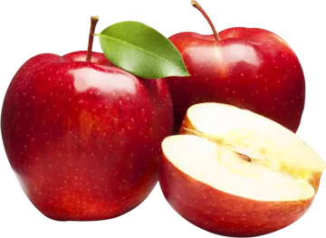 two red apples with one cut in half
