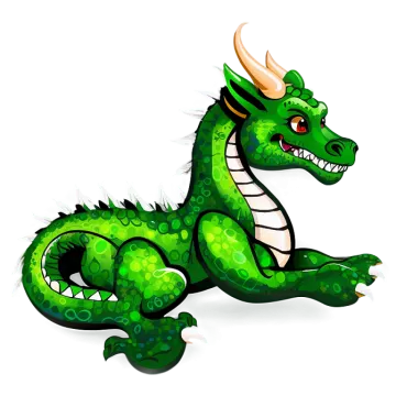 a green dragon sitting on the ground
