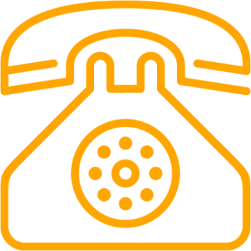 an orange phone icon on a white background