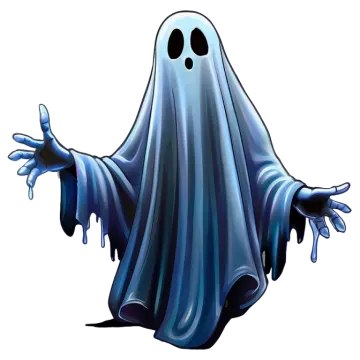 a cartoon character in a ghost costume