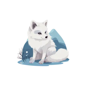 an illustration of a white fox sitting on the ground