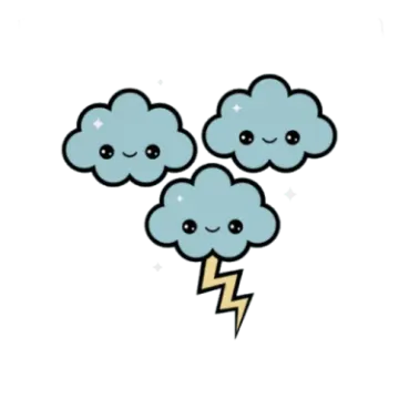 a cloud with two lightnings on it