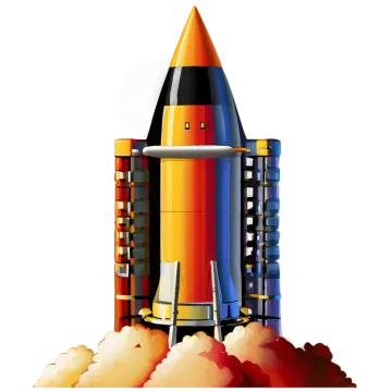 an illustration of a rocket in the sky