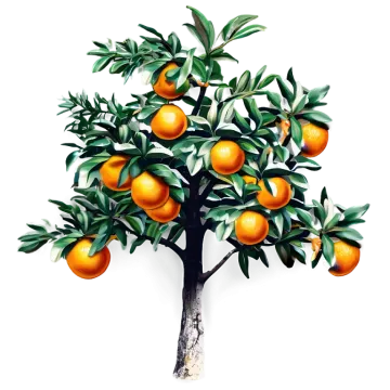a drawing of an orange tree
